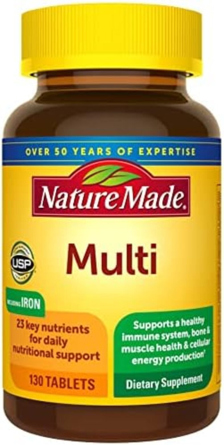 Nature Made Multivitamin Tablets with Iron, Multivitamin for Women and Men for Daily Nutritional Support, 130 Tablets, 130 Day Supply