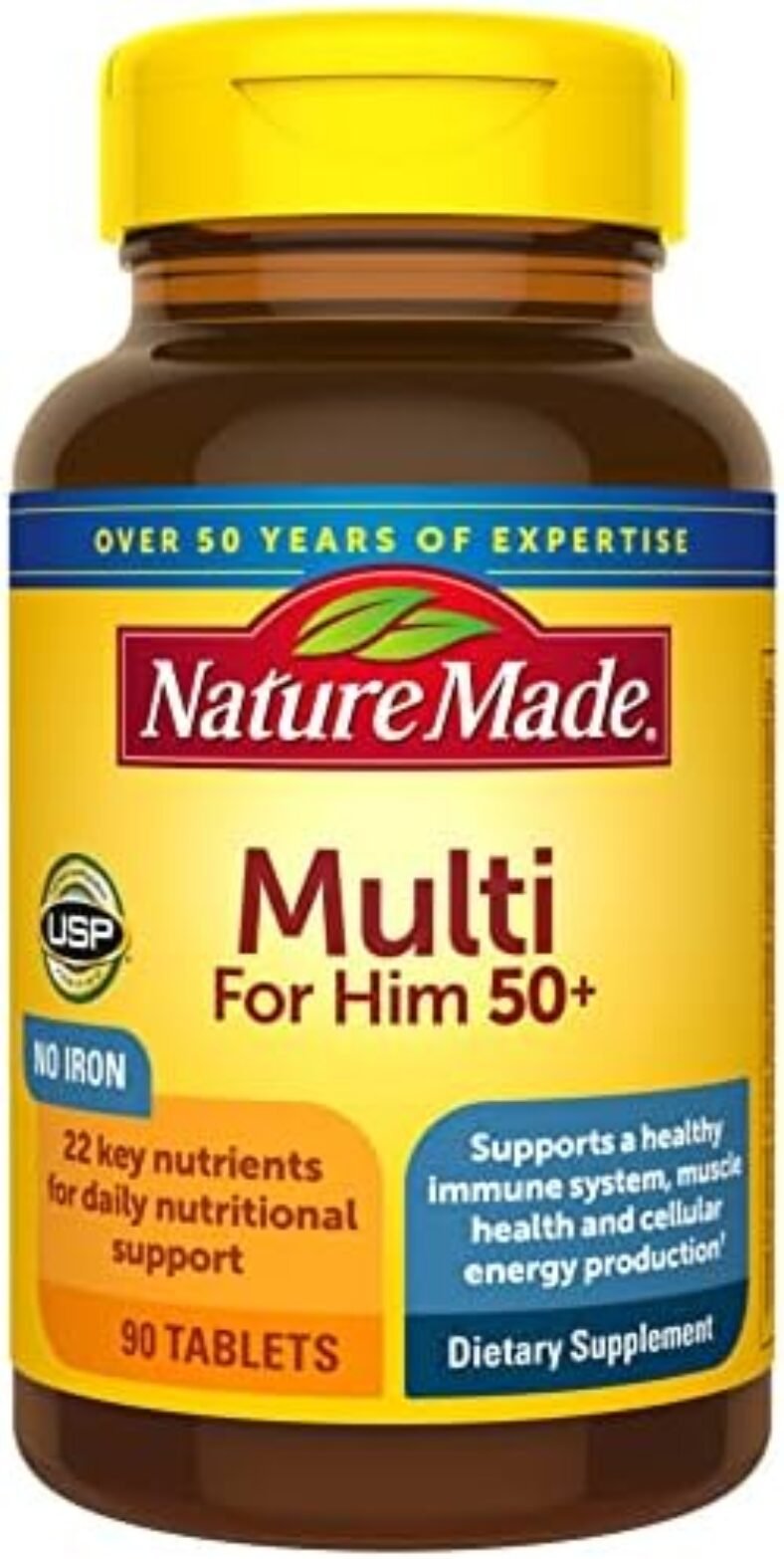 Nature Made Multivitamin For Him 50+, Mens Multivitamins for Daily Nutritional Support, Multivitamin for Men, 90 Tablets, 90 Day Supply