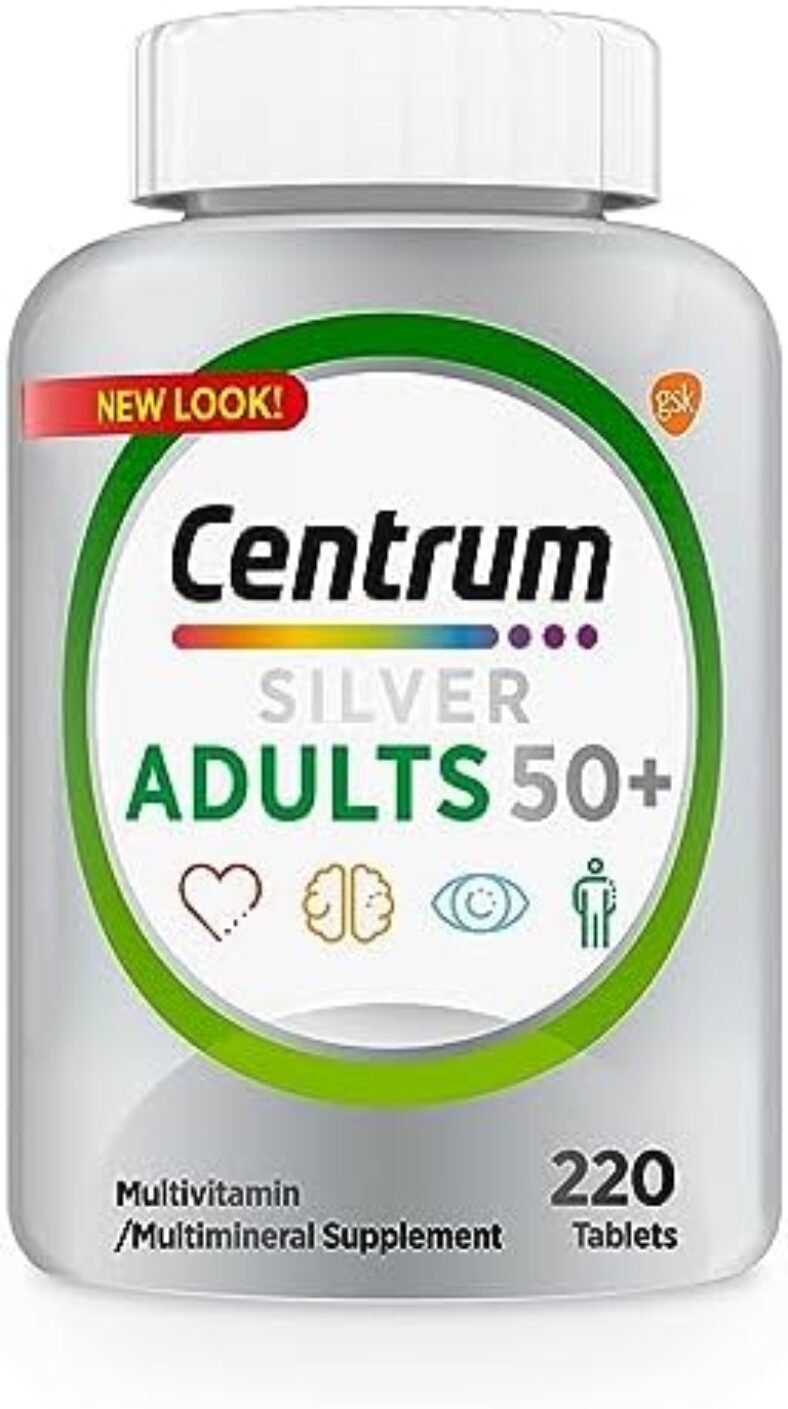 Centrum Silver Multivitamin for Adults 50+, Gluten Free, Non-GMO, Supports Memory and Cognition